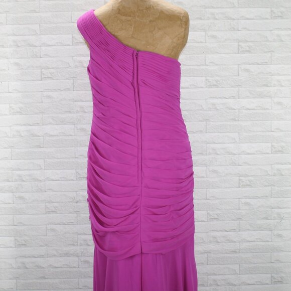 MORI LEE Dress One Shoulder Mother of Bride Wedding Formal Fuchsia Plus Size 16 - Picture 4 of 13